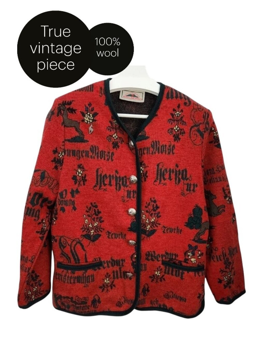 KITZ-PICHLER Vintage 100% Wool Austrian women's Sweater Cardigan Medium